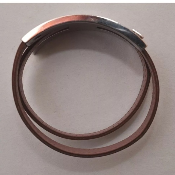 HERMES Puspus Hermes Logo Leather Bangle Pink Silver with Box!!🧡🖤 - Picture 8 of 12